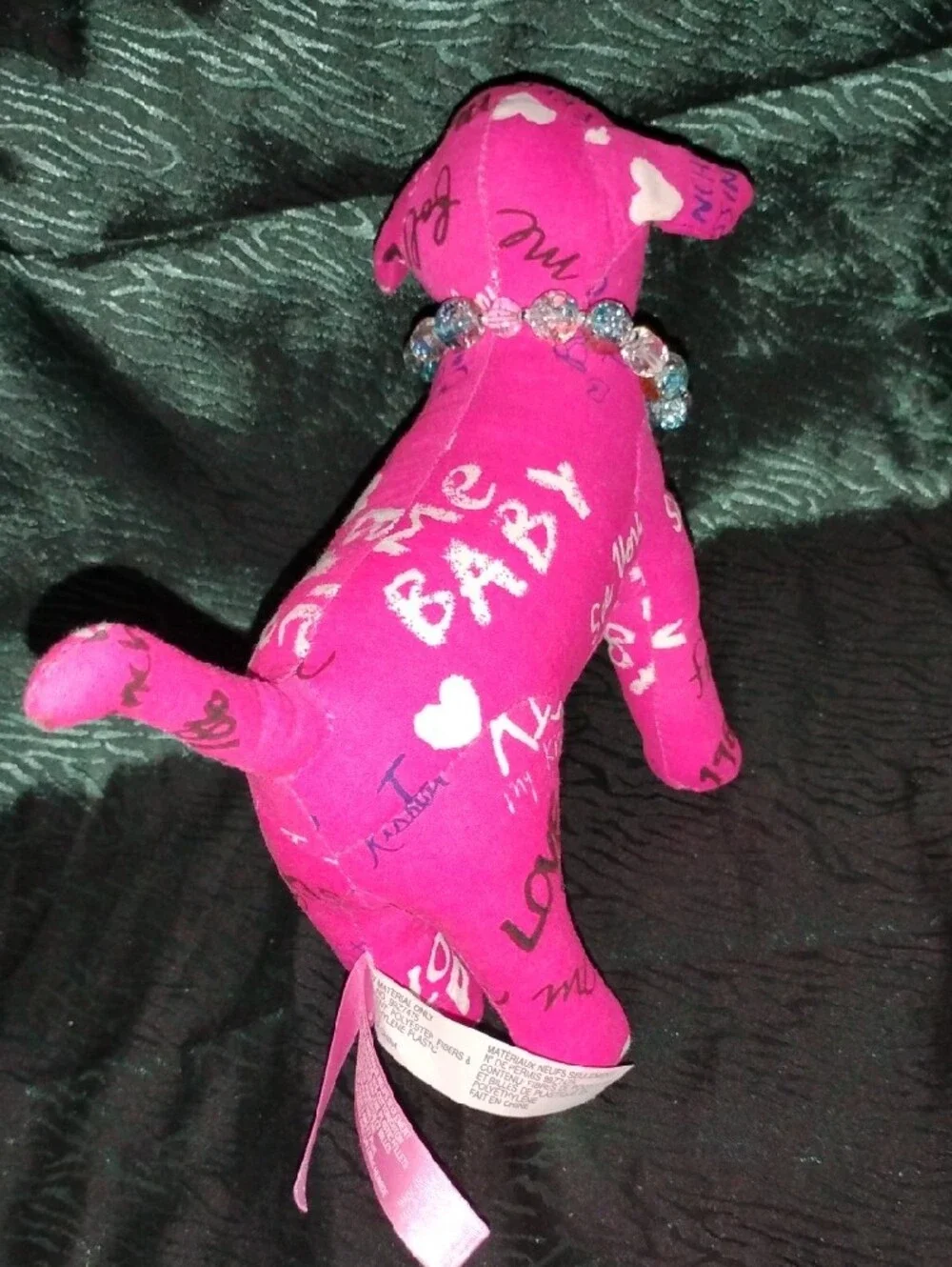 PINK Victoria's Secret Hot Pink Logo Print Plush Dog  Htf